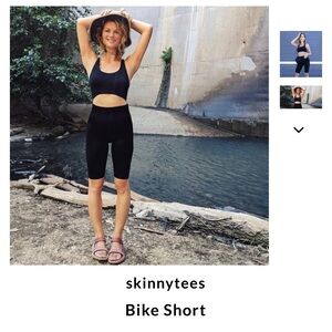 NWT SKINNY TEES BLACK SPORTS BRA HIGH WAIST BIKER SHORTS SIZE SMALL MEDIUM